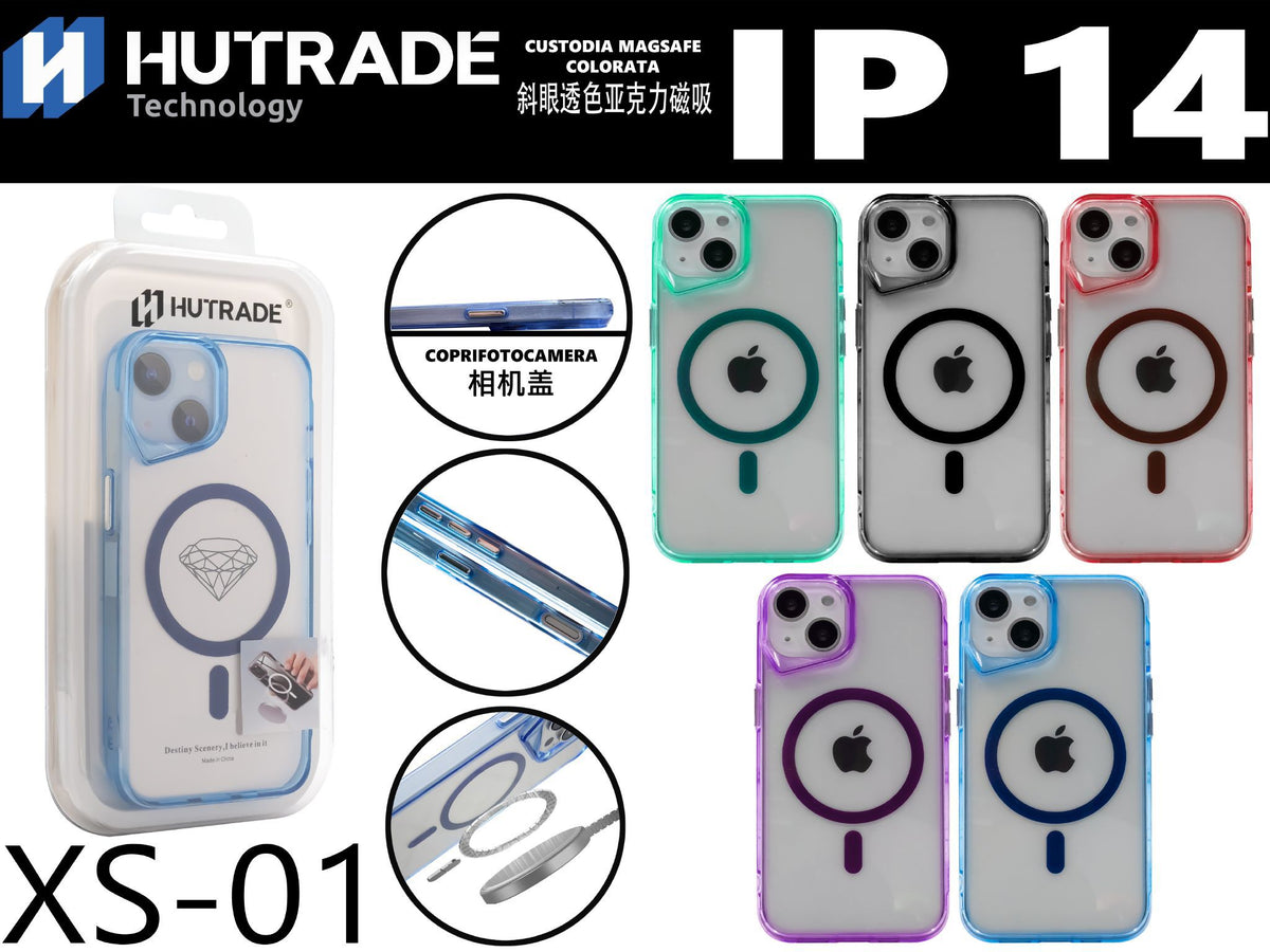 XS-01 COVER TRASPARENTE BORDO COLORATA MAGSAFE IP14