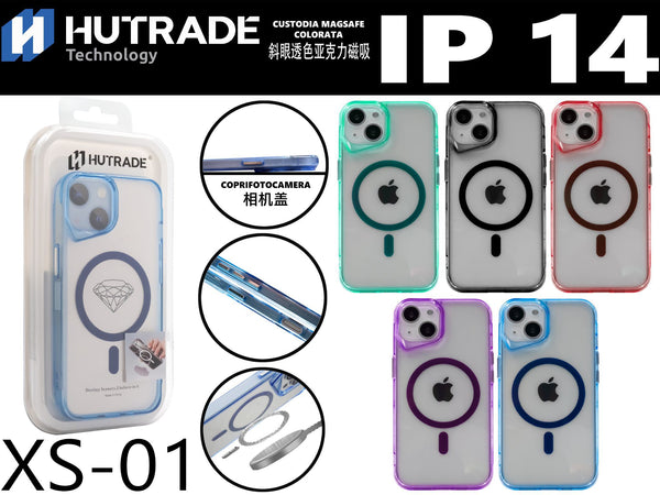 XS-01 COVER TRASPARENTE BORDO COLORATA MAGSAFE IP14