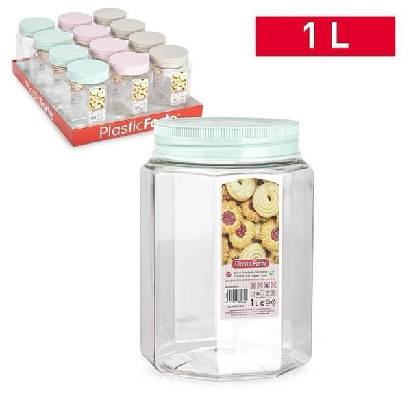 BARATTOLO TONDO PLASTICA 1L 11.5X11.5X16CM