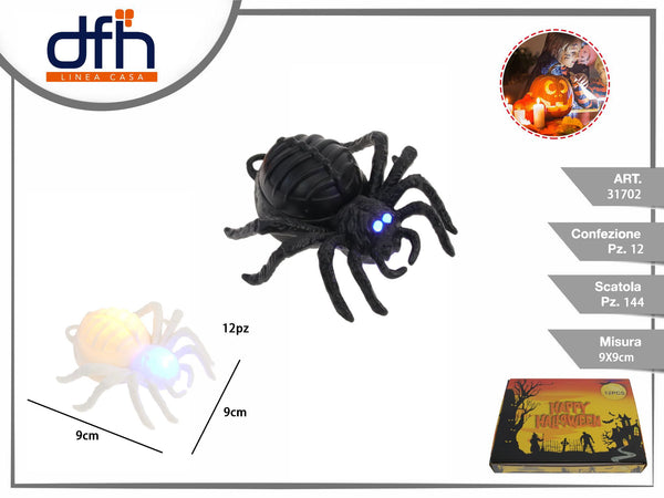 Ragno luminoso decorativo per Halloween, 9 × 9 cm