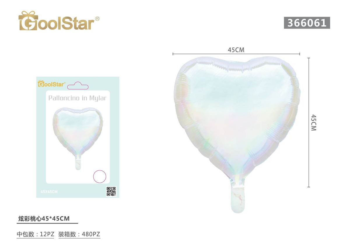 Palloncino foil a cuore iridescente, 45 x 45 cm