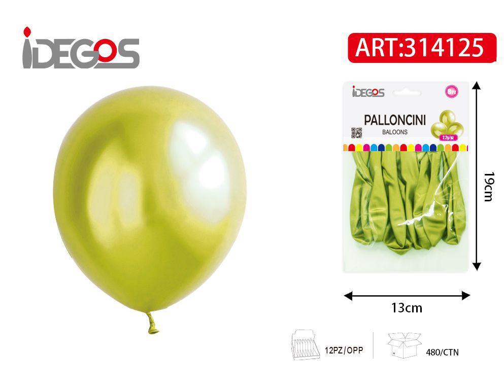 Palloncini con finitura cromata giallo limone, serie 2,2 g