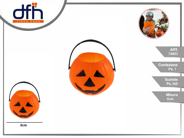 Mini secchiello a zucca per Halloween, 6 cm