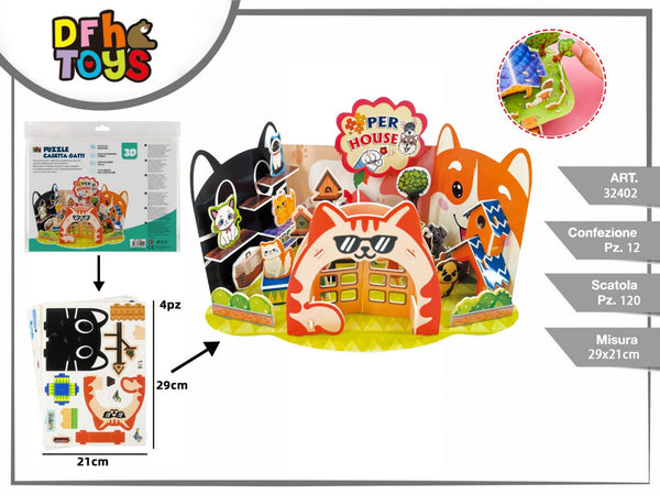 Puzzle tridimensionale con casa dei gatti