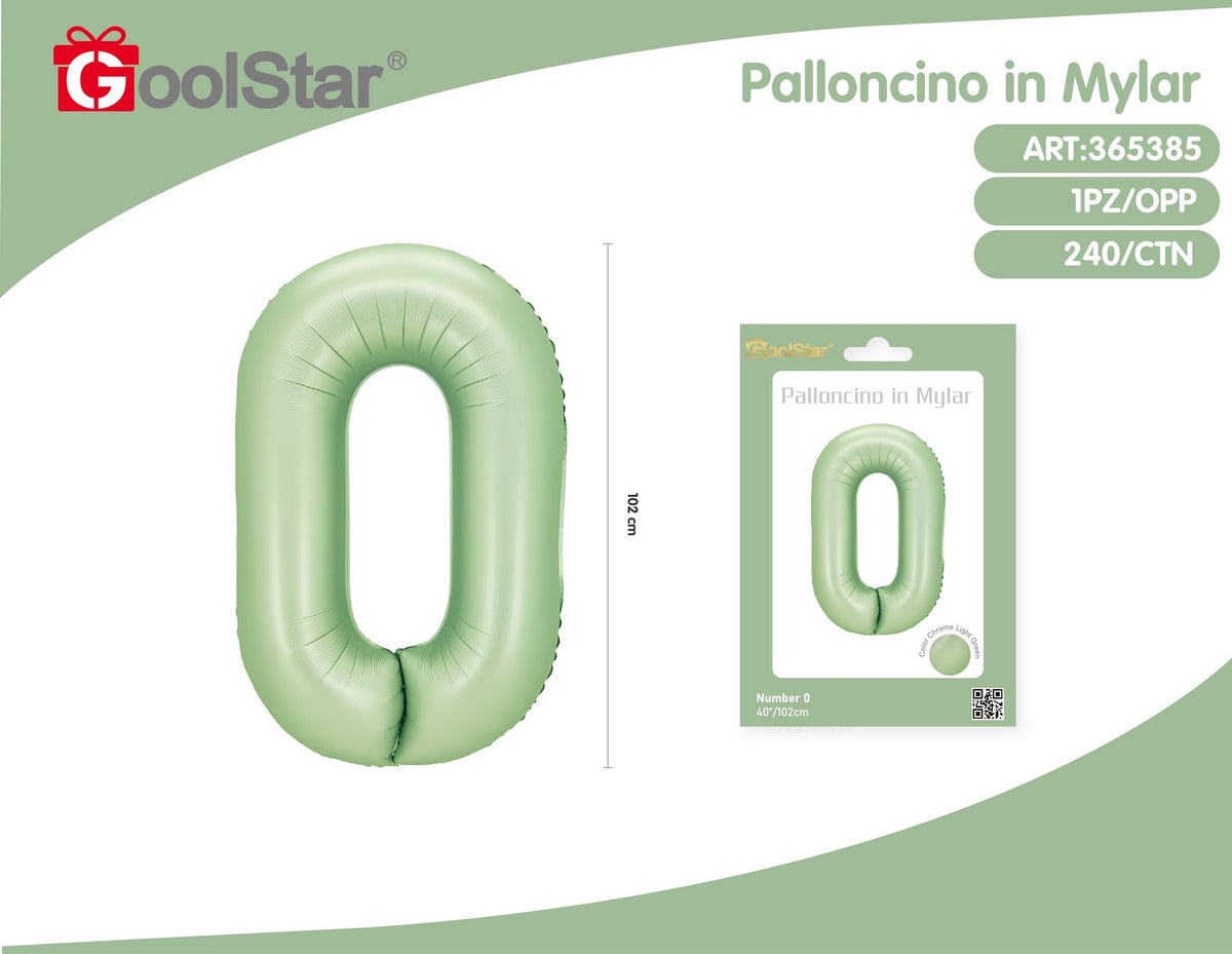 Palloncino numerico grande, verde chiaro