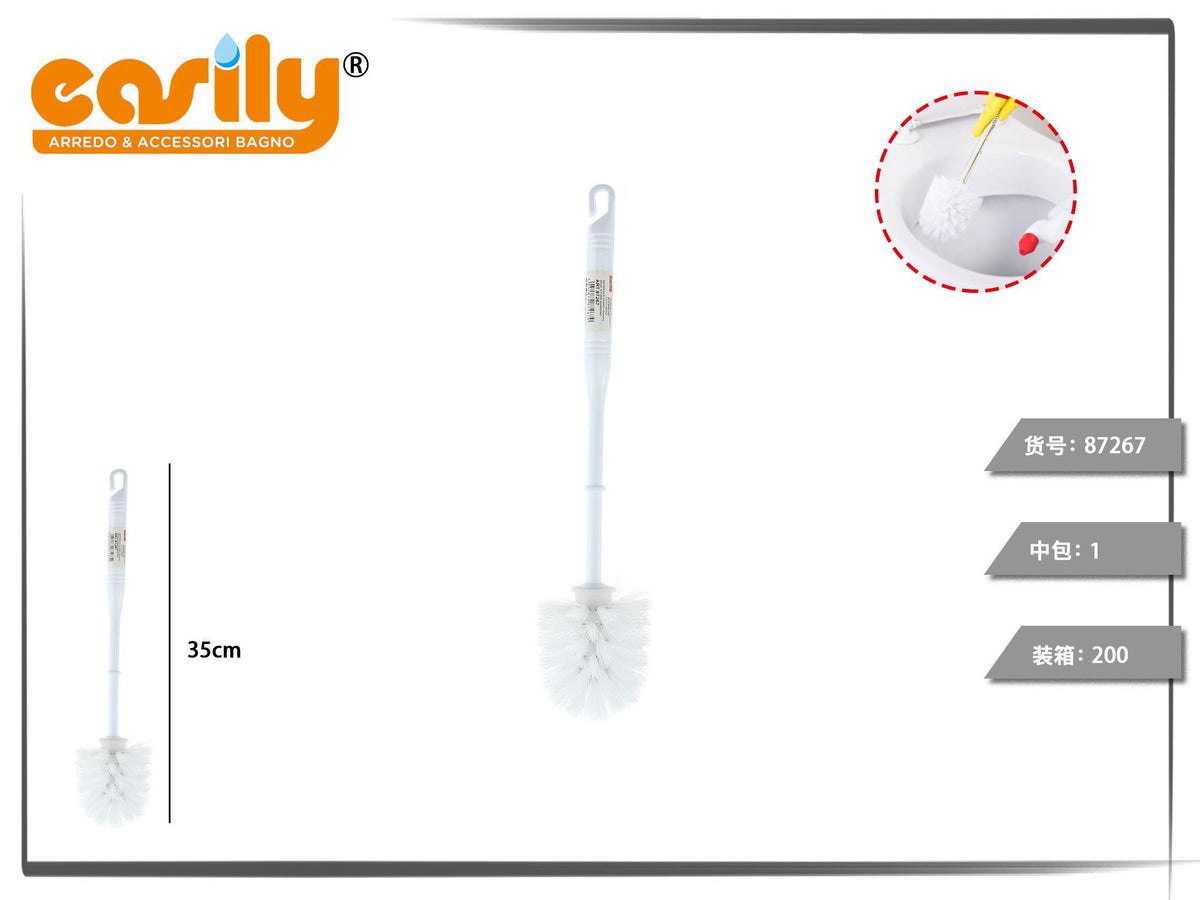Scopino WC bianco con impugnatura rigata, 35 cm