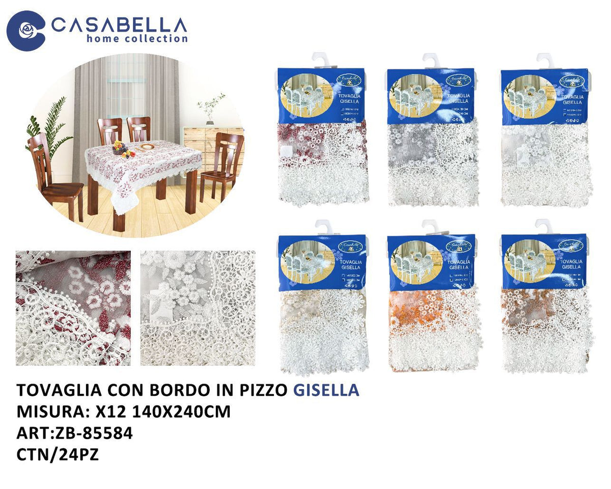 Tovaglia Gisella con bordo in pizzo