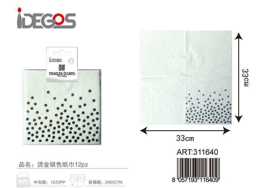 Tovaglioli di carta argento a pois