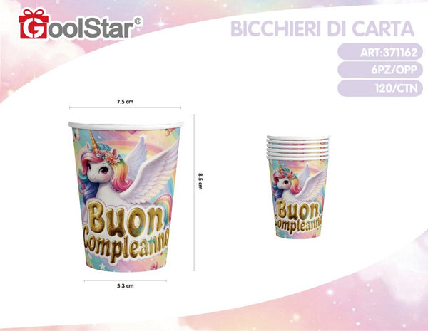 Bicchiere carta unicorno