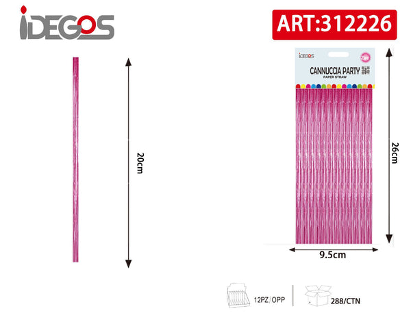 Cannucce in carta rosa metallizzato