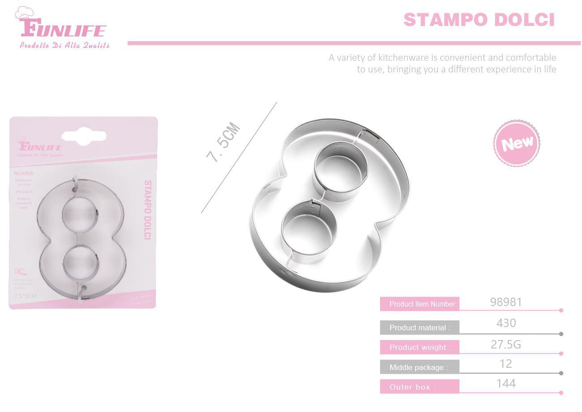 Stampo per biscotti a forma di numero 8