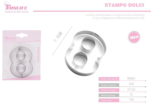 Stampo per biscotti a forma di numero 8