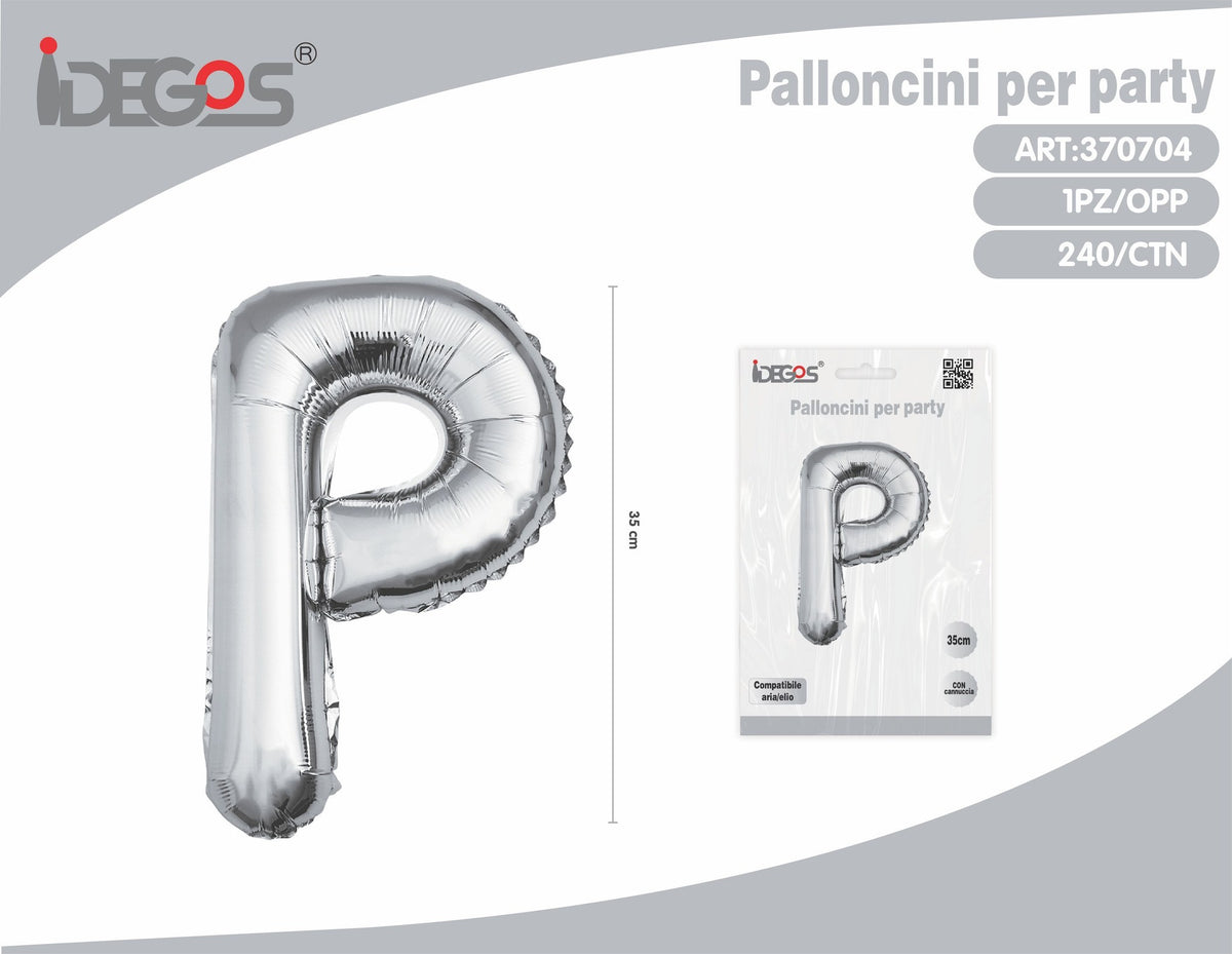 Palloncino Lettera P 35cm Argento