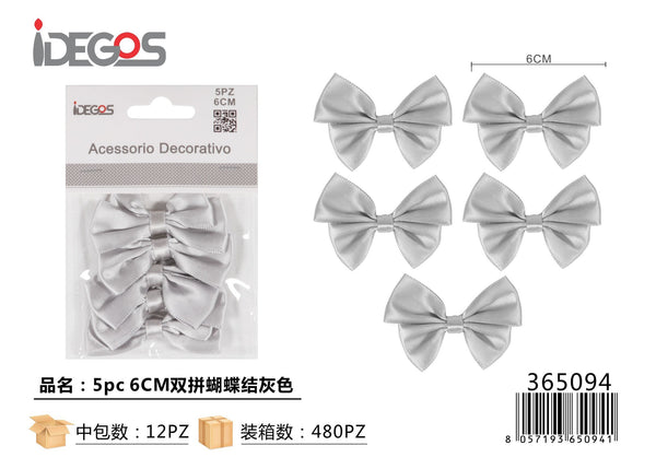 Set di 5 fiocchi decorativi doppi, 6 cm