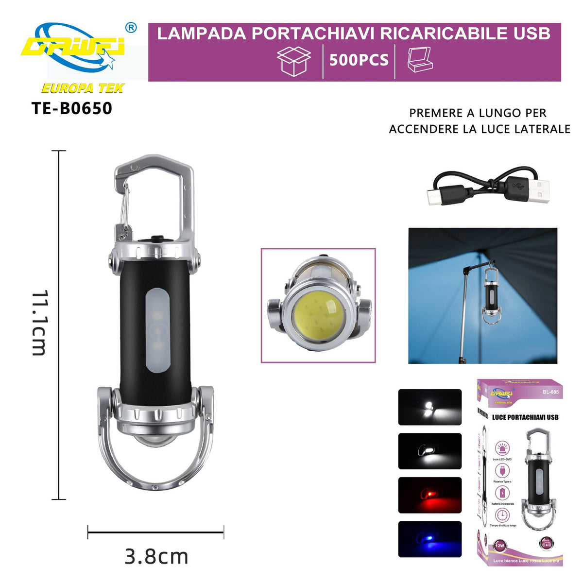 Portachiavi con luce