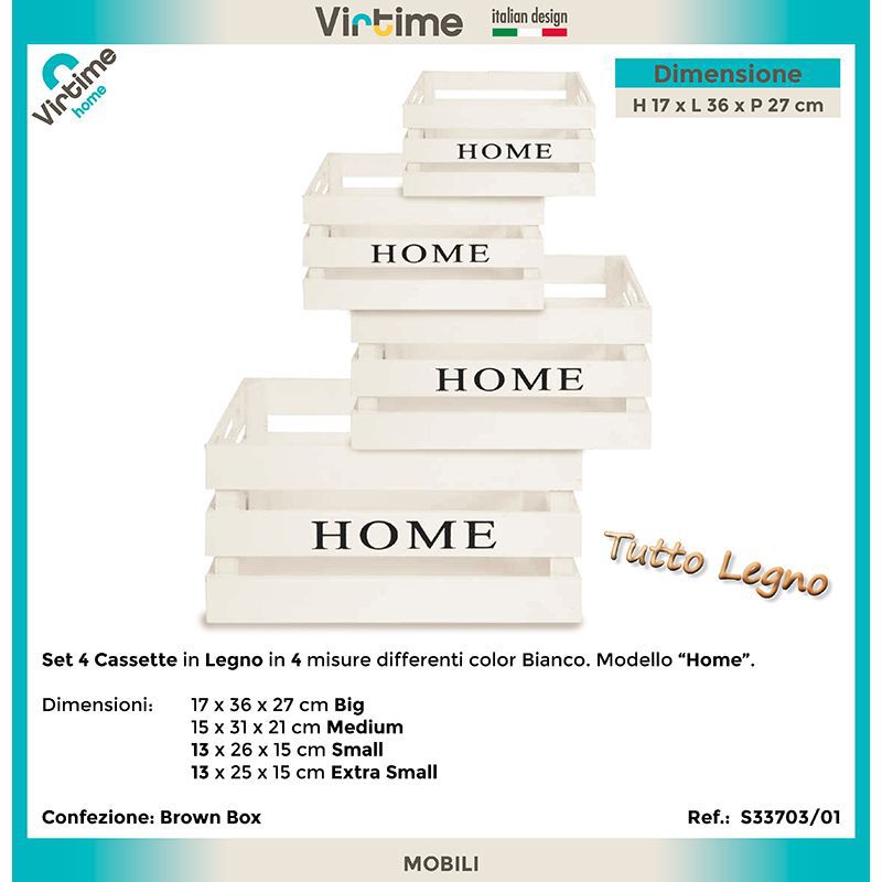 S33703-01 CASSETTA LEGNO 4PZ