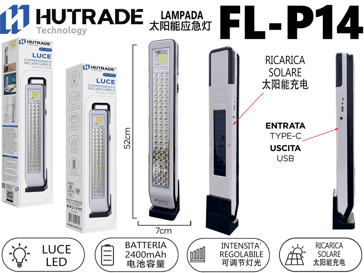 Lampada di emergenza solare HUTRADE FL-P14–FL-P15