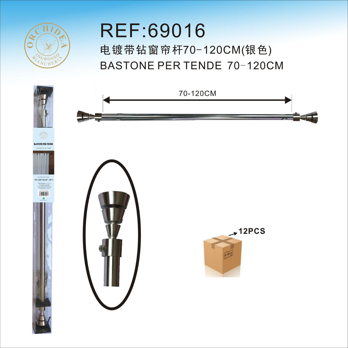 ART.69016 acciaio inox Bastone per tende