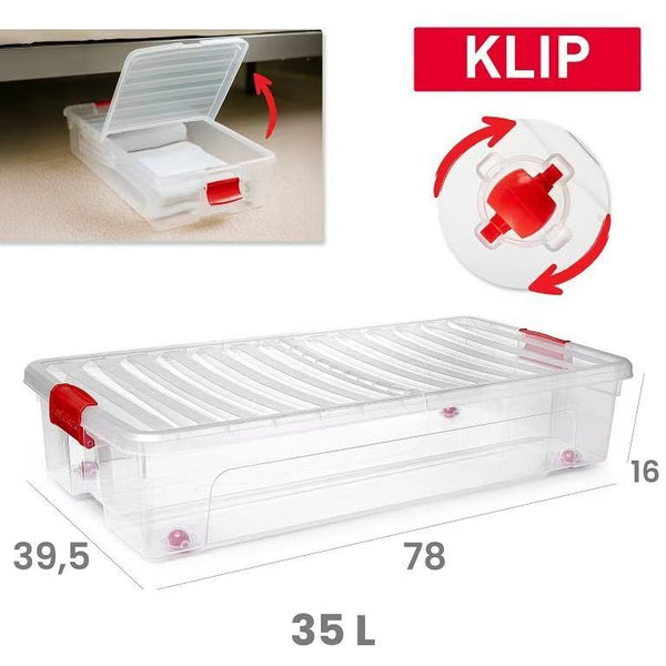 SCATOLA SOTTO-LETTO KLIP COPERCHIO RIMOVIBILE 35L 78X39.5X16H