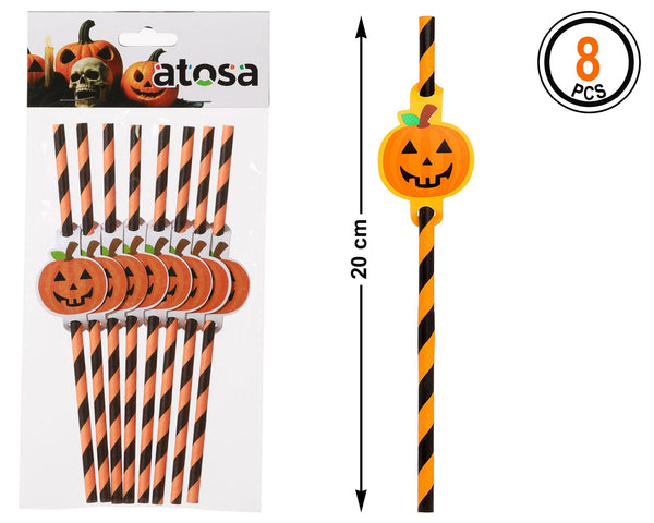 Cannucce per Halloween con zucca, 20 cm, 8 pezzi