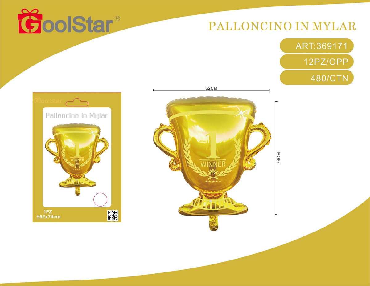 Palloncino foil Coppa oro, 62 x 74 cm