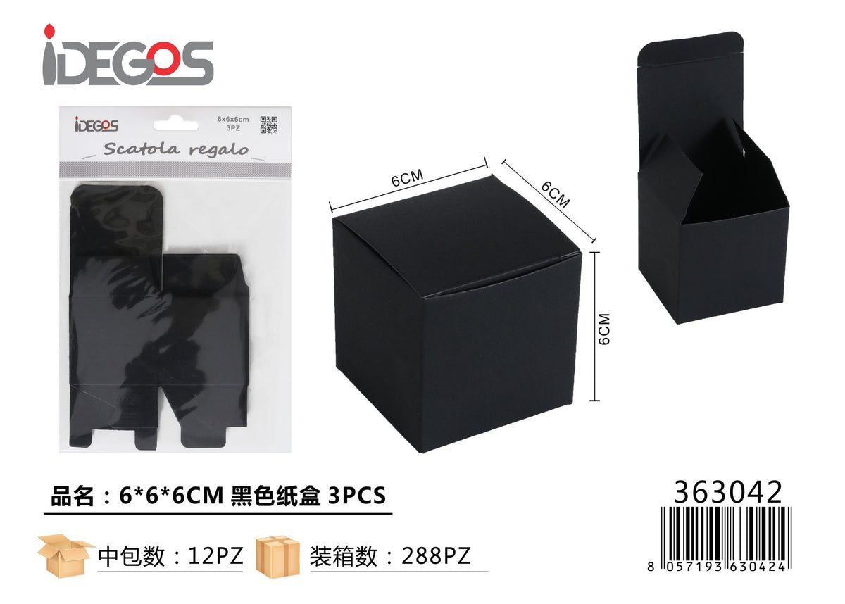 Scatoline cubiche in carta nera