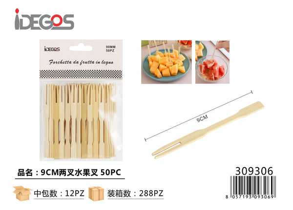 Forchettine da frutta a due punte, 9 cm, 50 pezzi