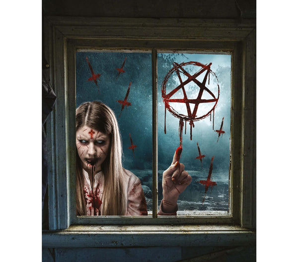 Adesivi horror per finestra, due fogli da 30 × 40 cm