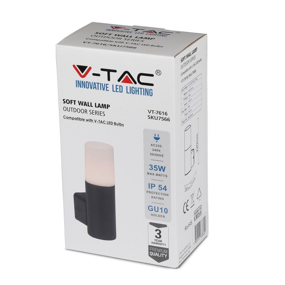 Applique V-TAC cilindrica nera GU10 IP54