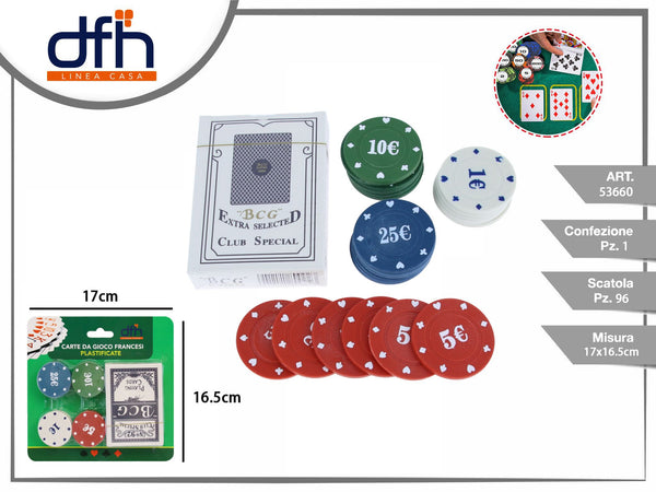 Set di carte da gioco e gettoni colorati