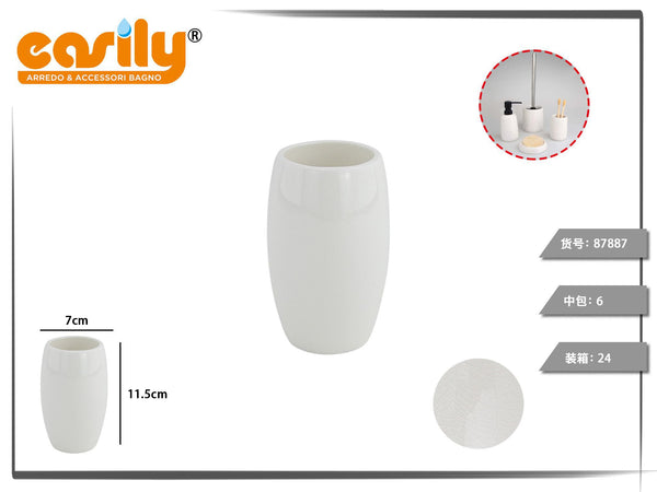 Bicchiere bagno in ceramica bianca a trama fine