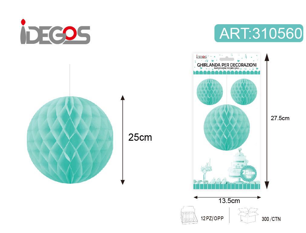 Decorazione in carta a nido d’ape, sfera, Tiffany