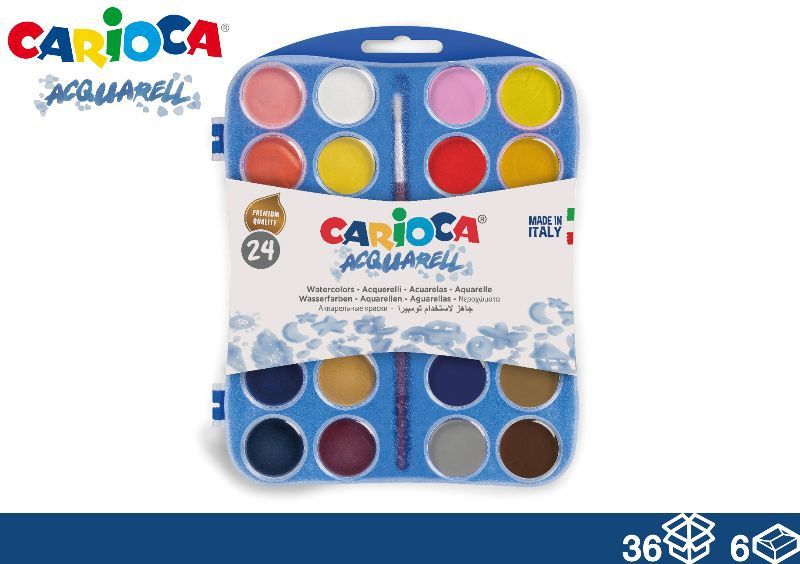 Pennarello o colore – CARIOCA ACQUERELLI 24 COLORI 6 CONFEZIONI EOL42401