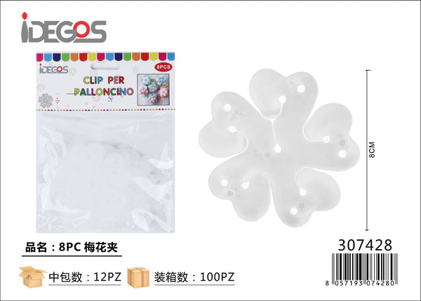 Clip per palloncini a forma di fiore, 8 pezzi