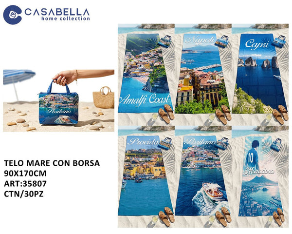 Telo Mare con Borsa 90X170 Linea Costiera