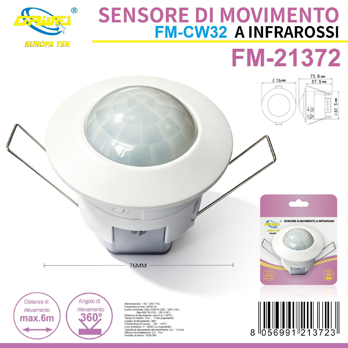 Sensore di movimento a infrarossi