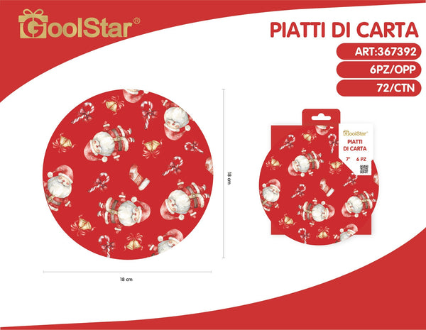 Piatti di carta con Babbo Natale - serie A
