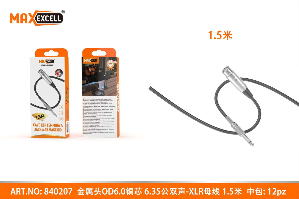 Cavo 1.5M Audio 6.35MM a XLR