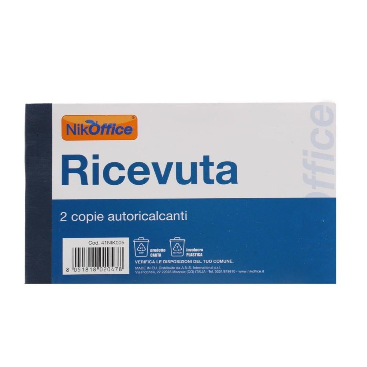 Blocco ricevute NikOffice a 2 copie 41NIK005