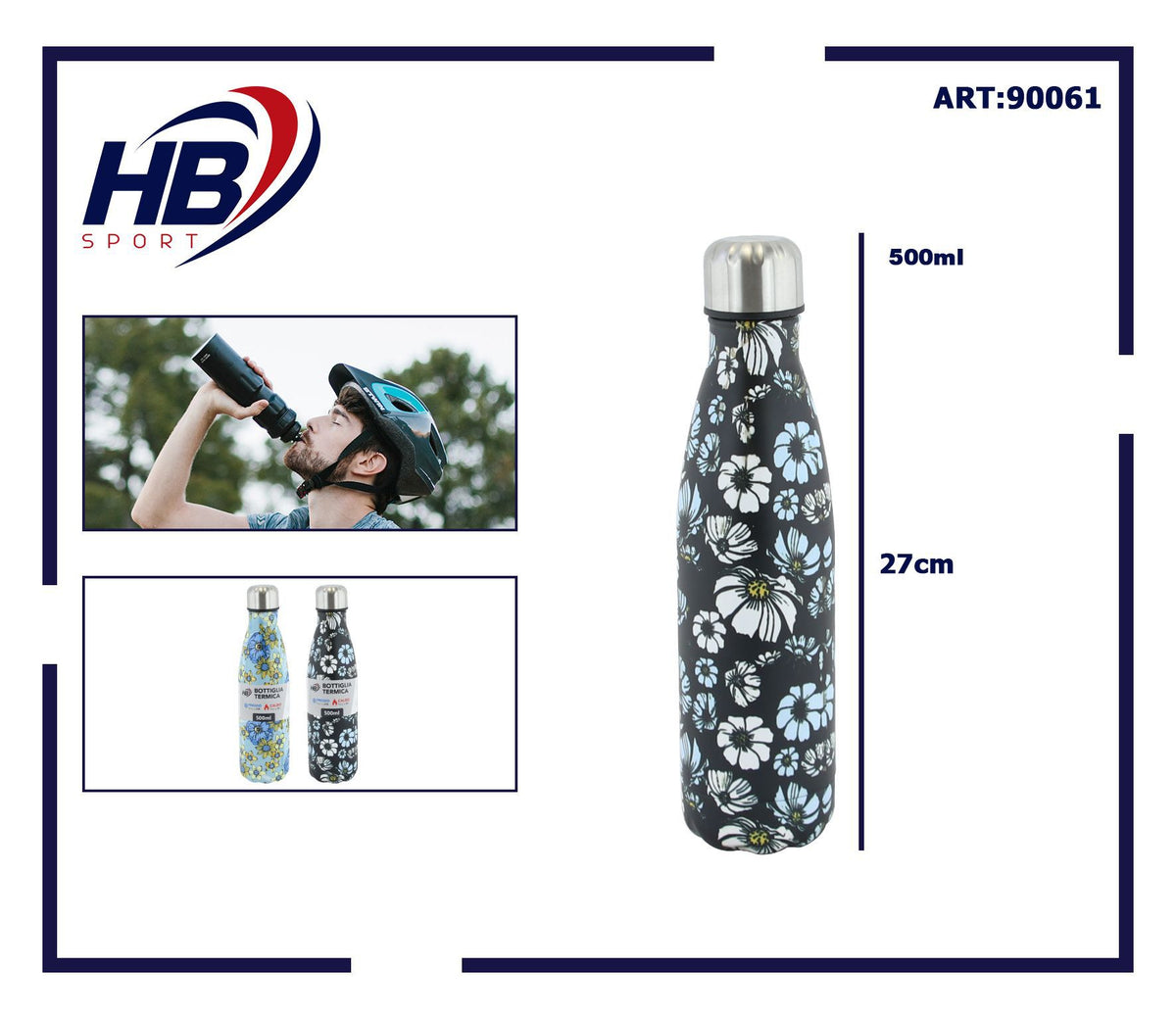 Bottiglia termica a fiori, 500 ml