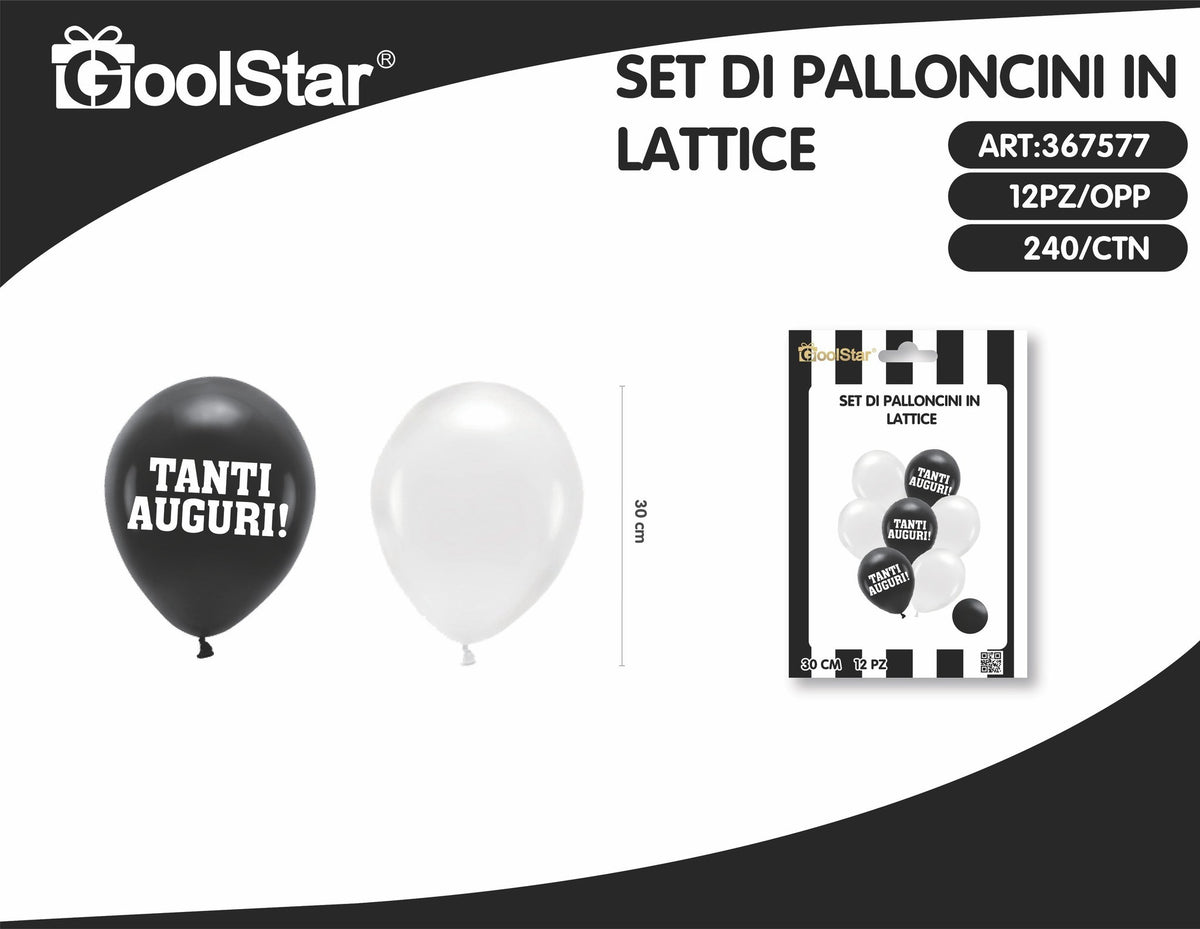 Set palloncini in lattice nero bianco