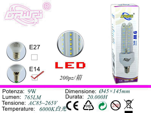 Lampadina LED a risparmio energetico — 9 W, E14