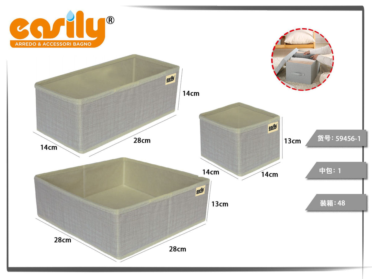 Set di tre organizer per cassetti
