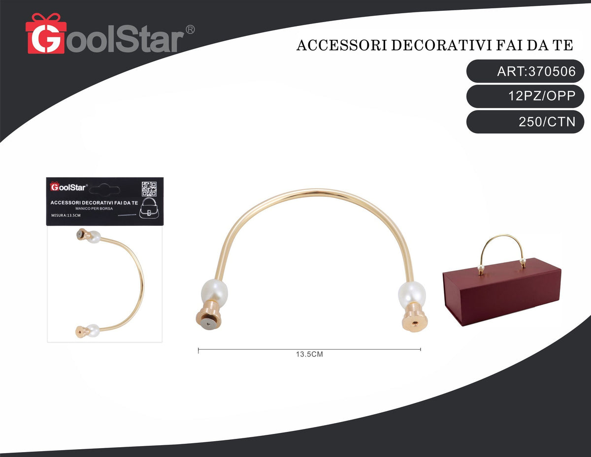 Manico ad arco per borsa con perle alle estremità – 13,5 cm