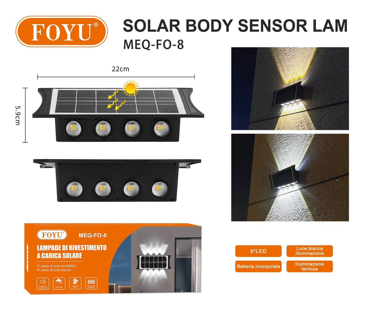 Lampada solare da parete