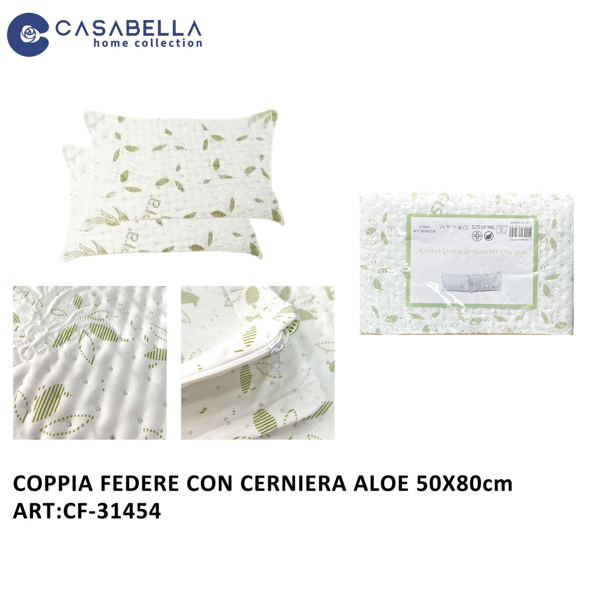 Coppia Federe Aloe 50X80