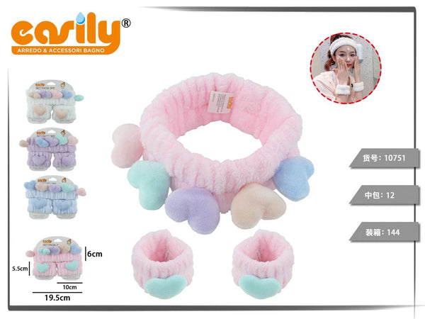 Set fascia per capelli e 2 polsini, 3 pezzi