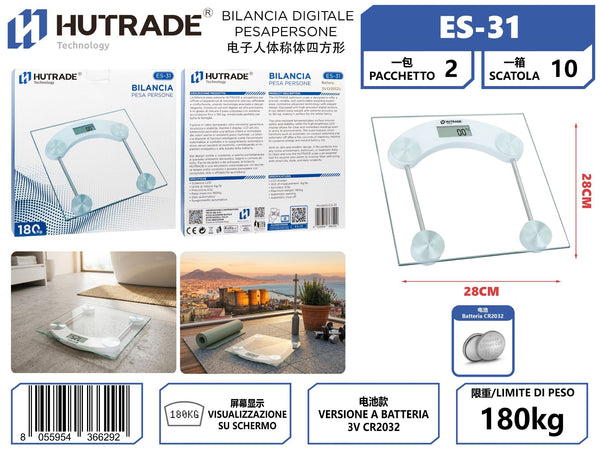 ES-31 BILANCIA DIGITALE PESAPERSONE QUADRATO 180KG