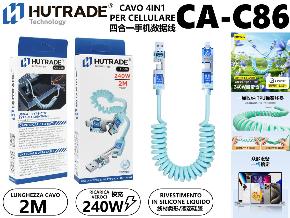 CA-C86 CAVO 4IN1 PER CELLULARE DA 2M 240W