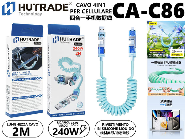 CA-C86 CAVO 4IN1 PER CELLULARE DA 2M 240W